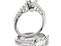 14k White Gold Scalloped Single Row Band Diamond Engagement Ring (1 3/8 cttw)