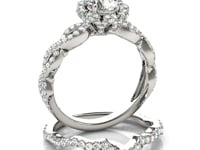 14k White Gold Flower Motif Split Shank Diamond Engagement Ring (1 5/8 cttw)