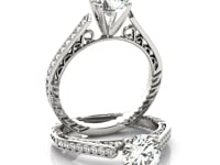 14k White Gold Round Diamond Antique Style Engagement Ring (1 1/8 cttw)