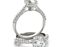 14k White Gold Halo Graduated Pave Shank Diamond Engagement Ring (1 1/3 cttw)