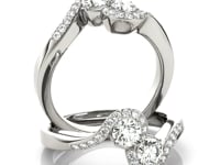 14k White Gold Curved Band Style Two Diamond Ring (5/8 cttw)