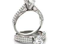 14k White Gold Pronged Diamond Antique Style Engagement Ring (1 1/3 cttw)