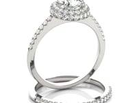 14k White Gold Classic Round Diamond Pave Design Engagement Ring (1 1/2 cttw)