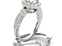 14k White Gold Round Floral Motif Diamond Engagement Ring (1 5/8 cttw)