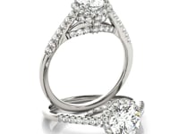 14k White Gold Round Cut Pave Set Shank Diamond Engagement Ring (1 3/8 cttw)