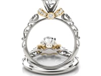 14k White And Yellow Gold Antique Style Diamond Engagement Ring (1 1/8 cttw)