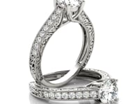 14k White Gold Trellis Antique Style Diamond Engagement Ring (1 1/4 cttw)