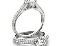 14k White Gold Double Prong Multirow Band Diamond Engagement Ring (1 1/8 cttw)