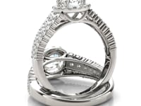 14k White Gold Graduated Pave Set Shank Diamond Engagement Ring (1 5/8 cttw)