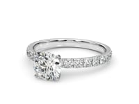 14k White Gold Single Row Shank Round Diamond Engagement Ring (1 1/3 cttw)