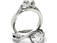 14k White Gold Split Band Round Bypass Diamond Engagement Ring (1 1/8 cttw)