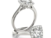 14k White Gold Square Shape Border Diamond Engagement Ring (1 1/3 cttw)