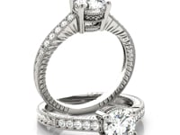 14k White Gold Round Antique Style Diamond Engagement Ring (1 1/8 cttw)