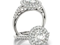 14k White Gold Diamond with Two-Row Pave Border Engagement Ring (2 cttw)